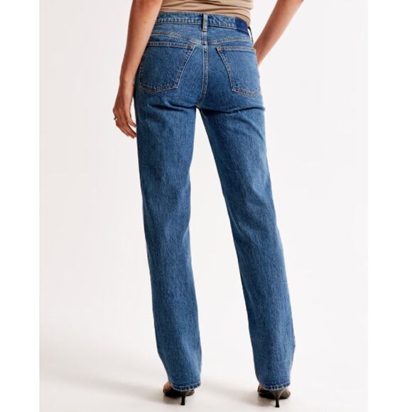 Abercrombie & Fitch Women's Dark Marble Mid Rise 90s Straight Jeans Size 30 - Picture 2 of 11